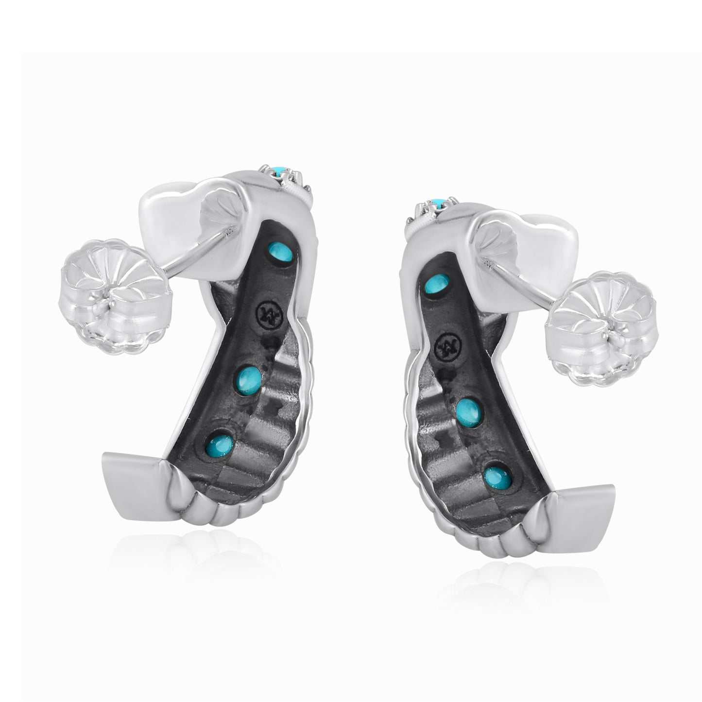Sterling Silver Sleeping Beauty Turquoise Twist Hoop Earrings
