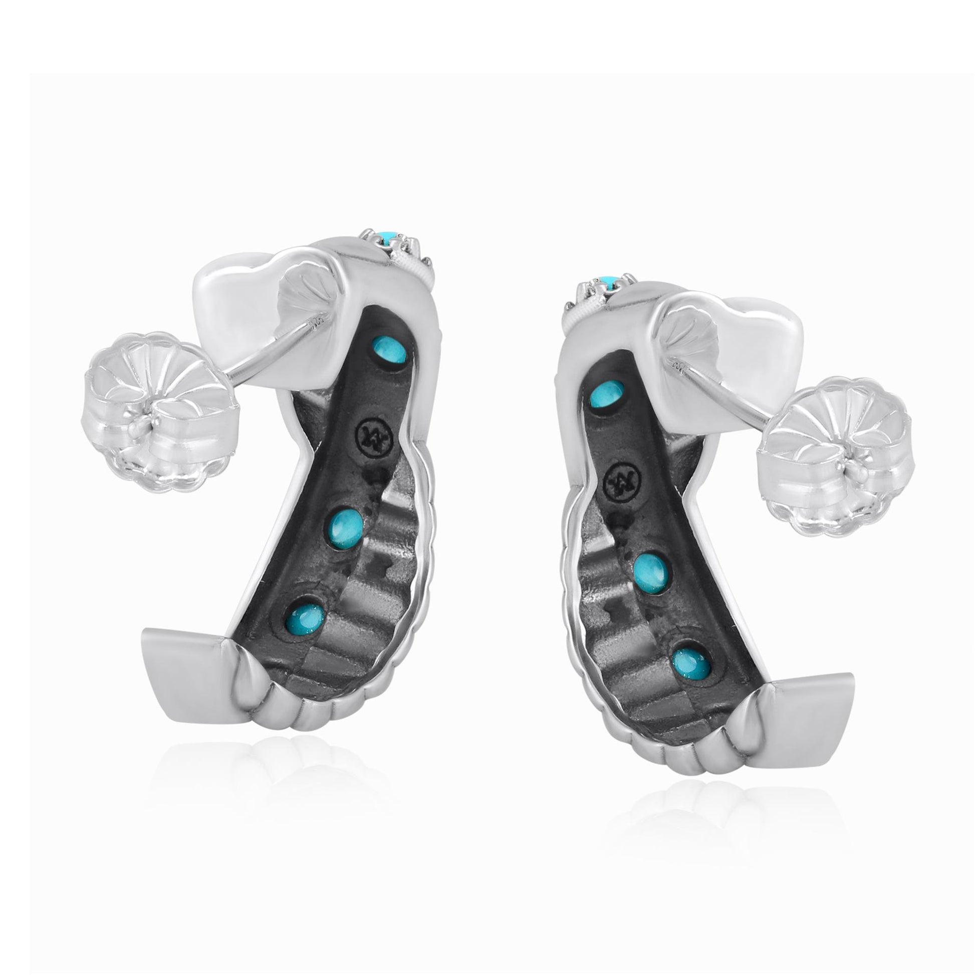 Sterling Silver Sleeping Beauty Turquoise Twist Hoop Earrings