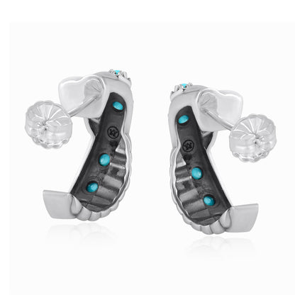 Sterling Silver Sleeping Beauty Turquoise Twist Hoop Earrings