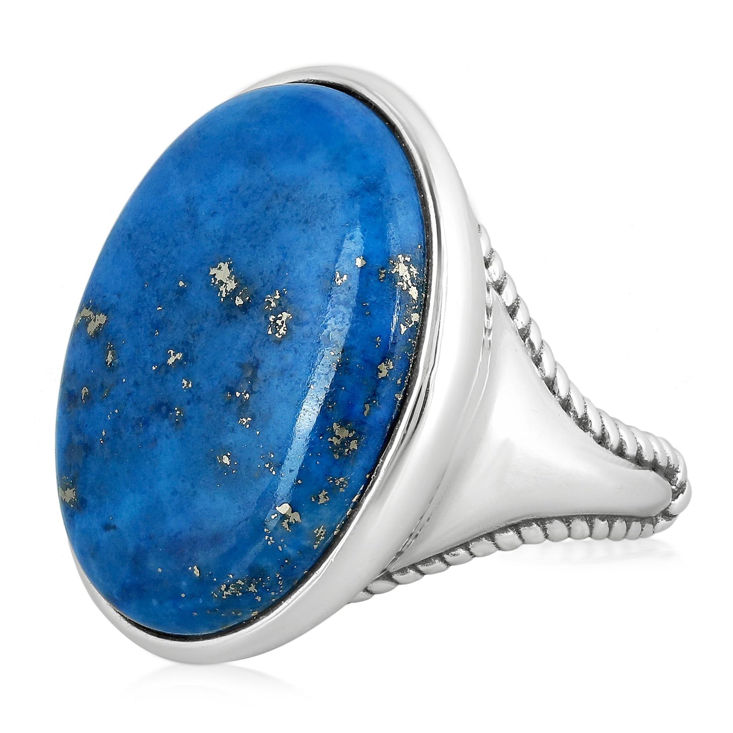 Sterling Silver Lapis Bold Oval Bezel Set Ring