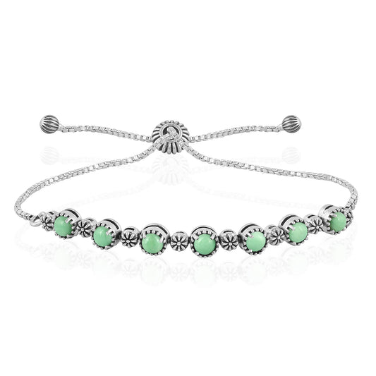 Sterling Silver Variscite Adjustable Friendship Bracelet