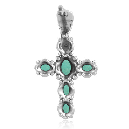 EXCLUSIVELY OURS! Sterling Silver Green Turquoise Cross Design Pendant Enhancer