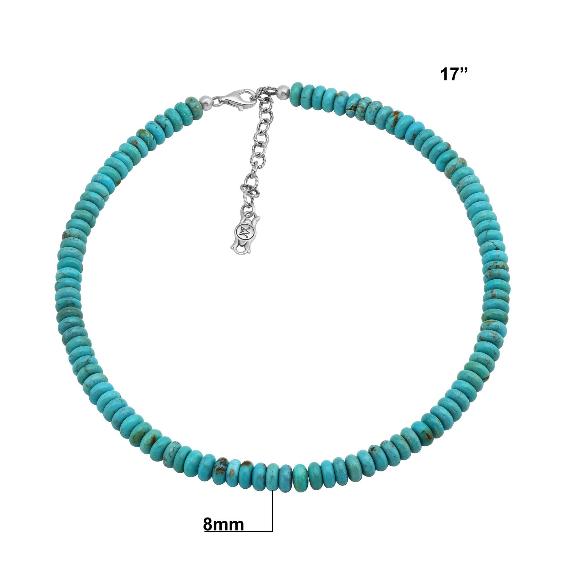 Sterling Silver Kingman Turquoise Bead Necklace