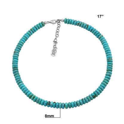 Sterling Silver Kingman Turquoise Bead Necklace