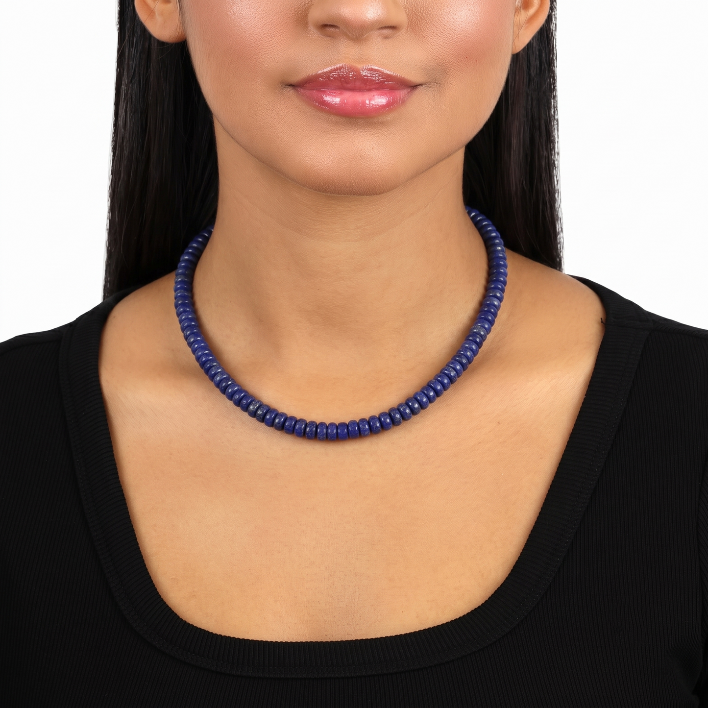 Sterling Silver Lapis Bead Necklace