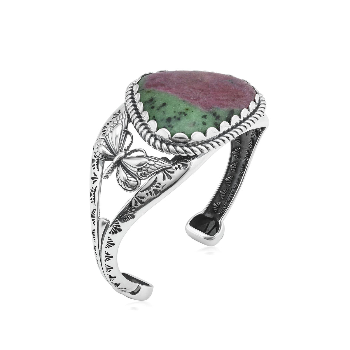 EXCLUSIVELY OURS! Sterling Silver Ruby Zoisite Gemstone Butterfly Cuff Bracelet