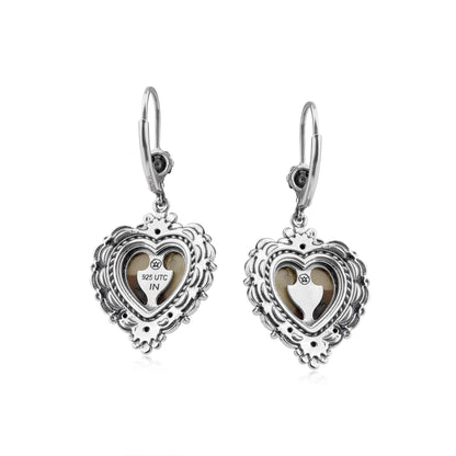 EXCLUSIVELY OURS! Sterling Silver White Mother of Pearl Heart Lever Back Earrings