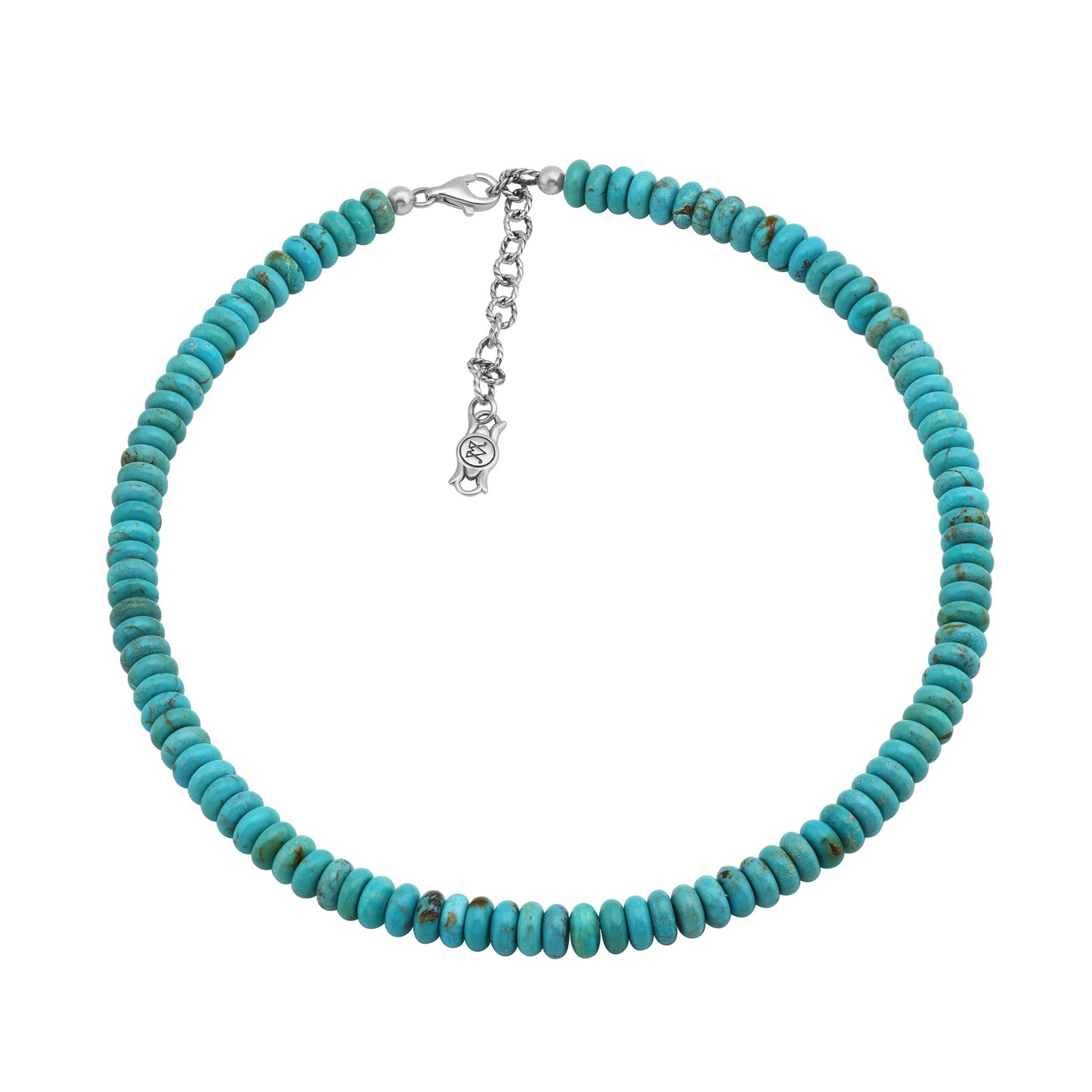 Sterling Silver Kingman Turquoise Bead Necklace