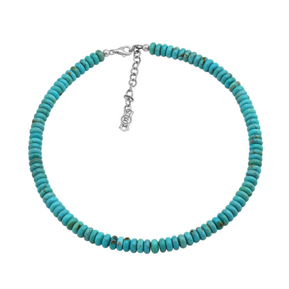 Sterling Silver Kingman Turquoise Bead Necklace