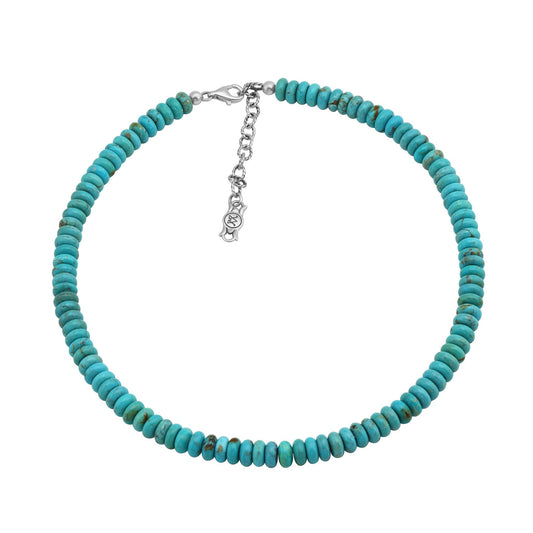Sterling Silver Kingman Turquoise Bead Necklace
