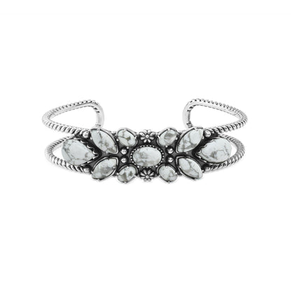 EXCLUSIVELY OURS! Sterling Silver White Howlite Cluster Cuff Bracelet