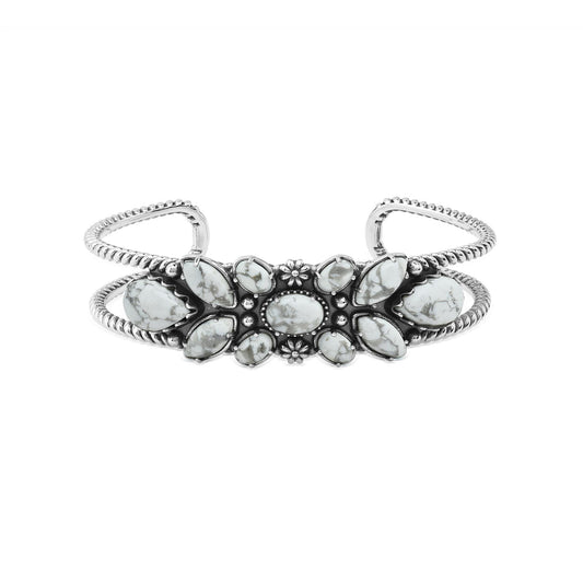 EXCLUSIVELY OURS! Sterling Silver White Howlite Cluster Cuff Bracelet
