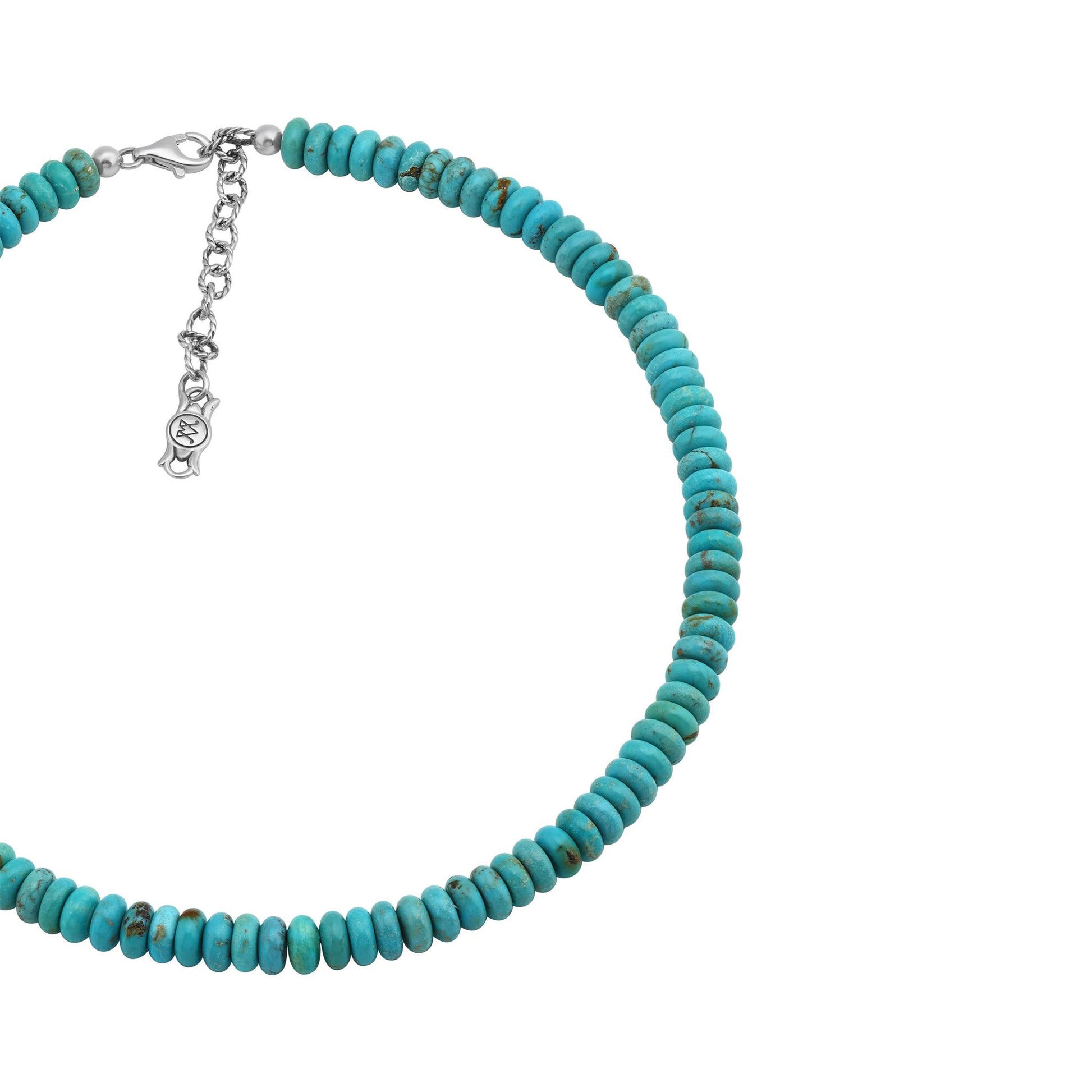Sterling Silver Kingman Turquoise Bead Necklace