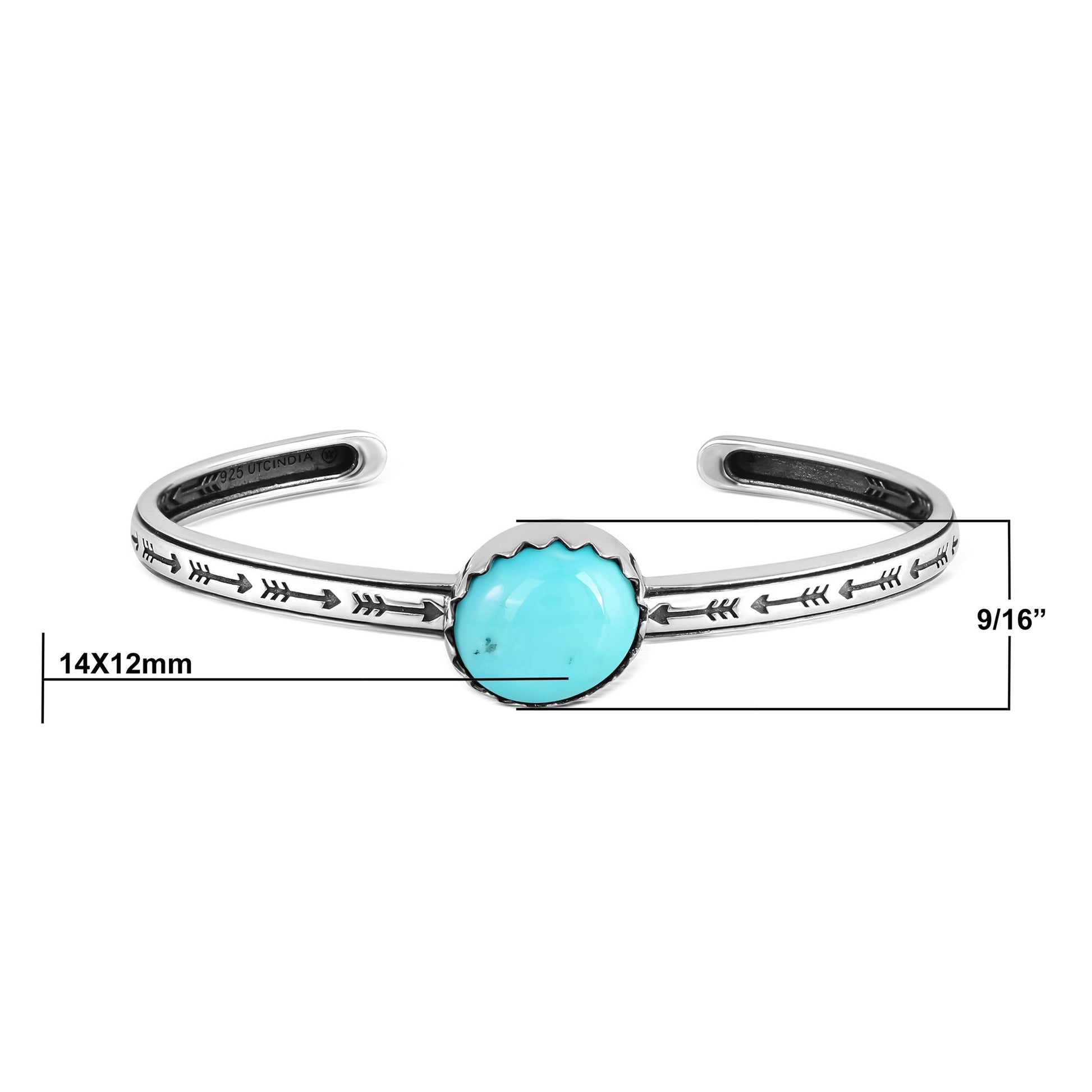 Sterling Silver Kingman Turquoise Oval Cut Stackable Cuff Bracelet, Sizes Small to Large