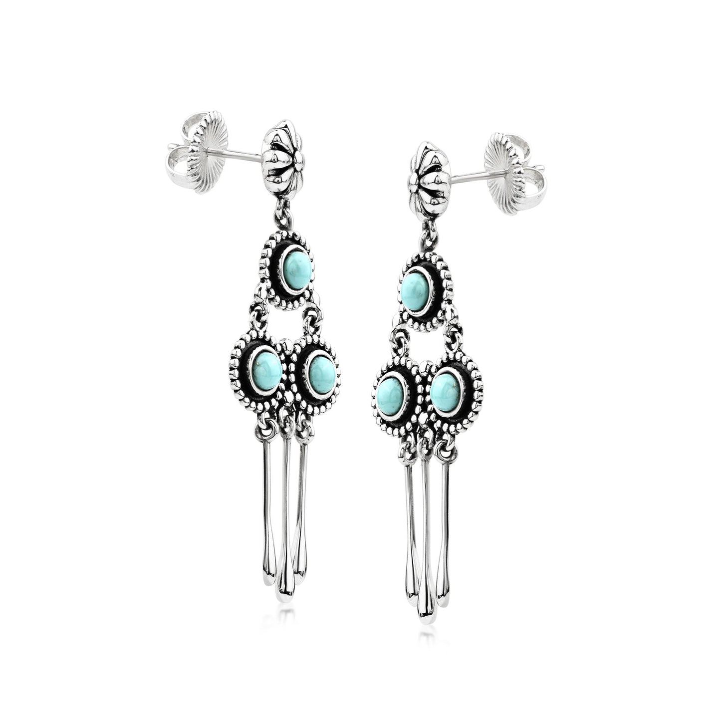 Sterling Silver Sleeping Beauty Turquoise Chandelier Earrings