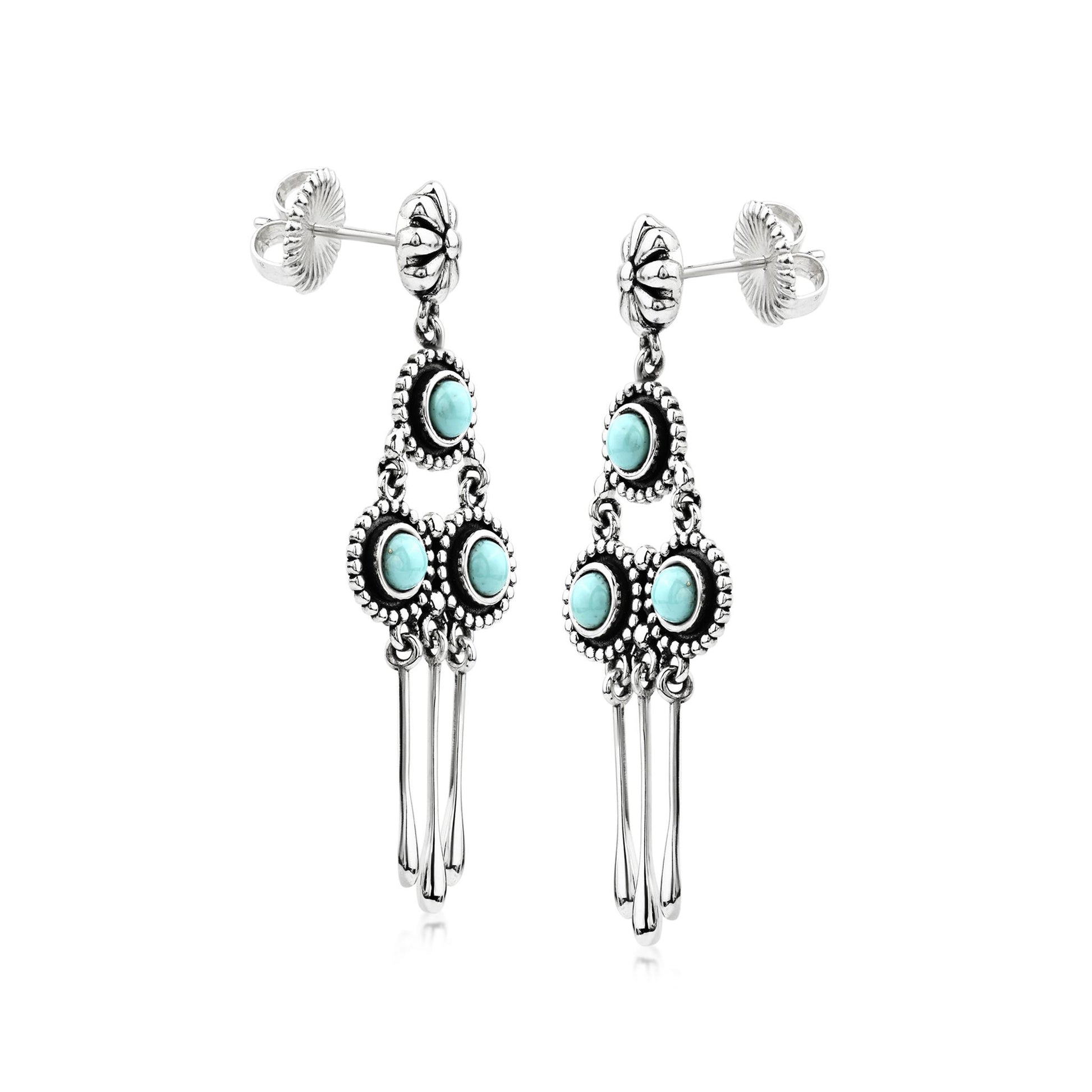 Sterling Silver Sleeping Beauty Turquoise Chandelier Earrings