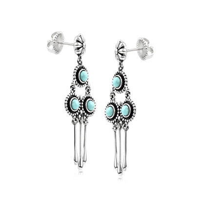Sterling Silver Sleeping Beauty Turquoise Chandelier Earrings