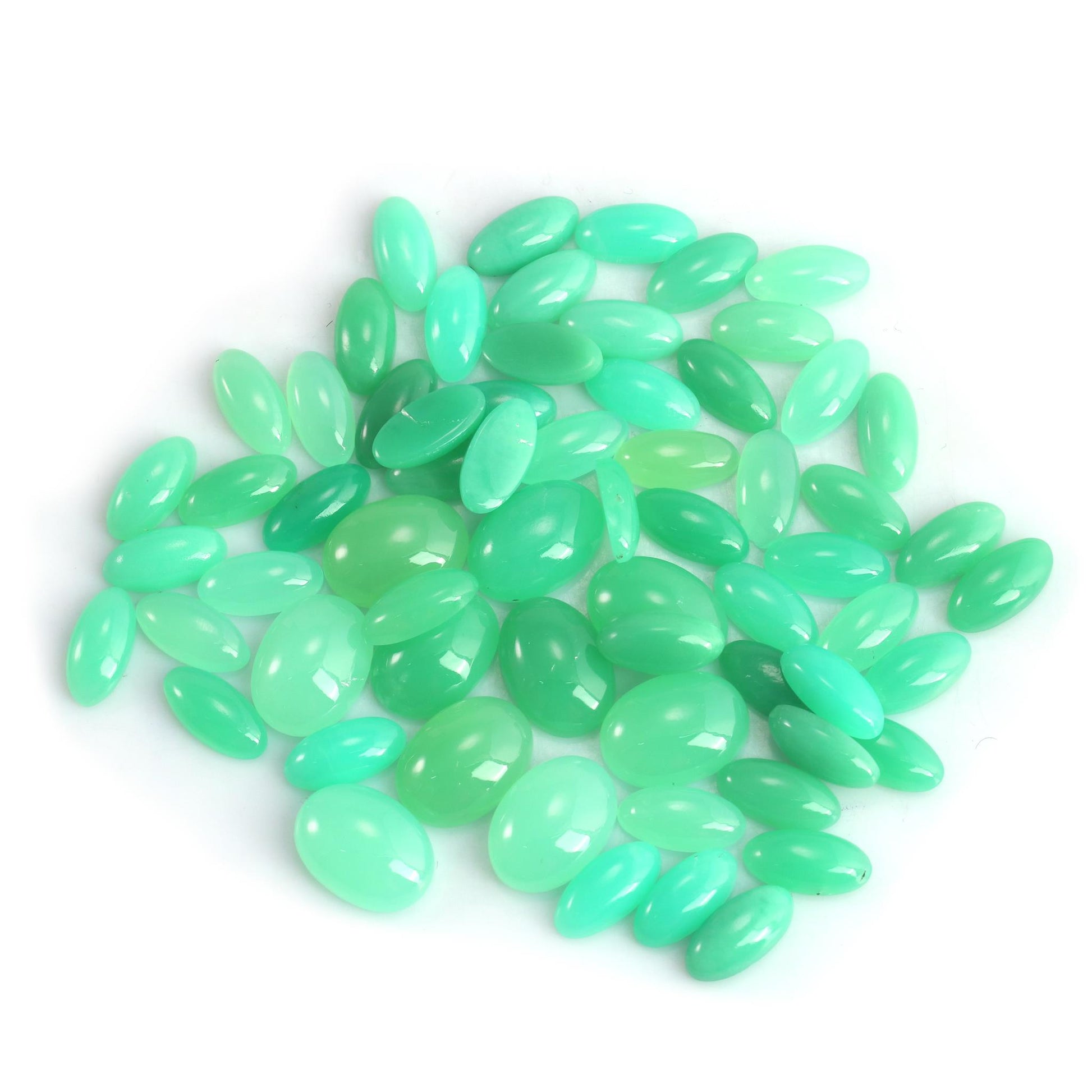 Sterling Silver Chrysoprase North - South Oval Concha Flower Ring