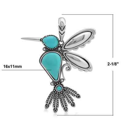 Sterling Silver and Kingman Turquoise Hummingbird Pendant Enhancer