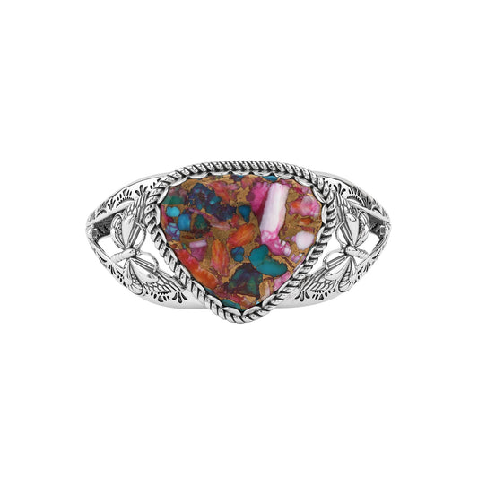 EXCLUSIVELY OURS! Sterling Silver Painted Desert Fusion Butterfly Cuff Bracelet