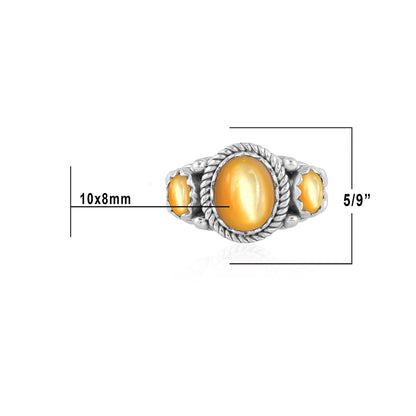 Sterling Silver Yellow Mother of Pearl 3-Stone Ring