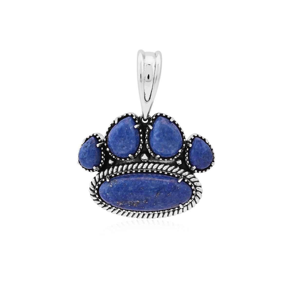 Sterling Silver Lapis Pawprint Pendant Enhancer