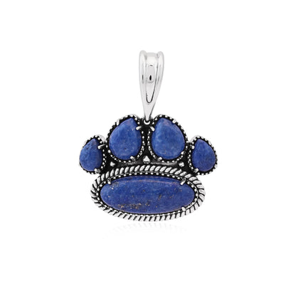 Sterling Silver Lapis Pawprint Pendant Enhancer