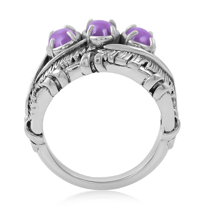 Sterling Silver Phosphosiderite Three Stone Feather Ring