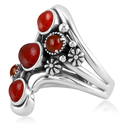 Sterling Silver Red Onyx Freeform Bypass Ring