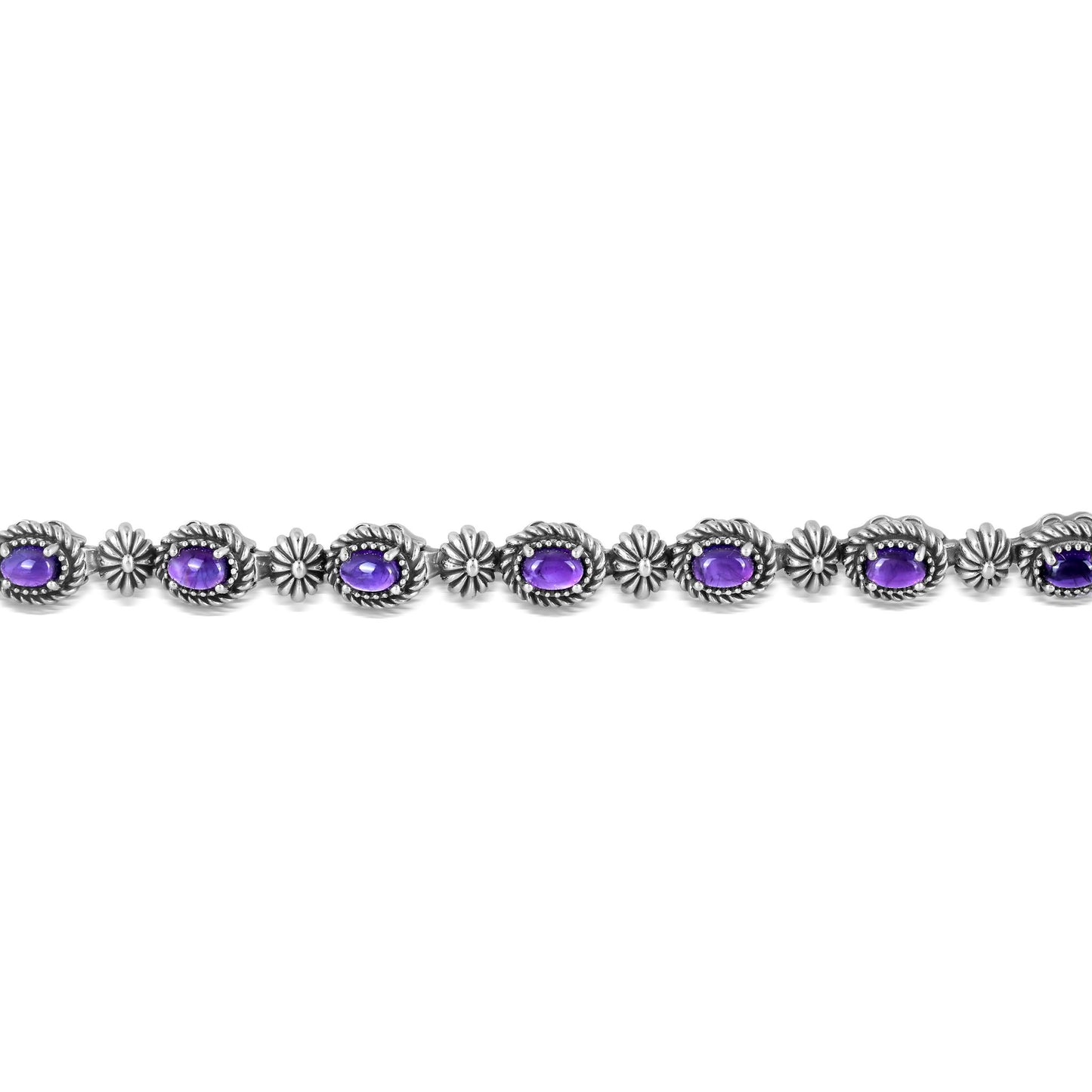 Sterling Silver Oval Amethyst Tennis Bracelet