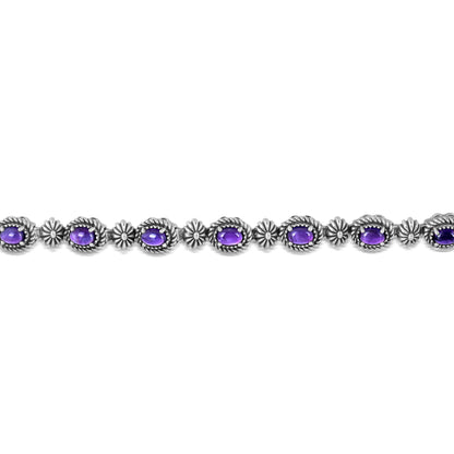 Sterling Silver Oval Amethyst Tennis Bracelet