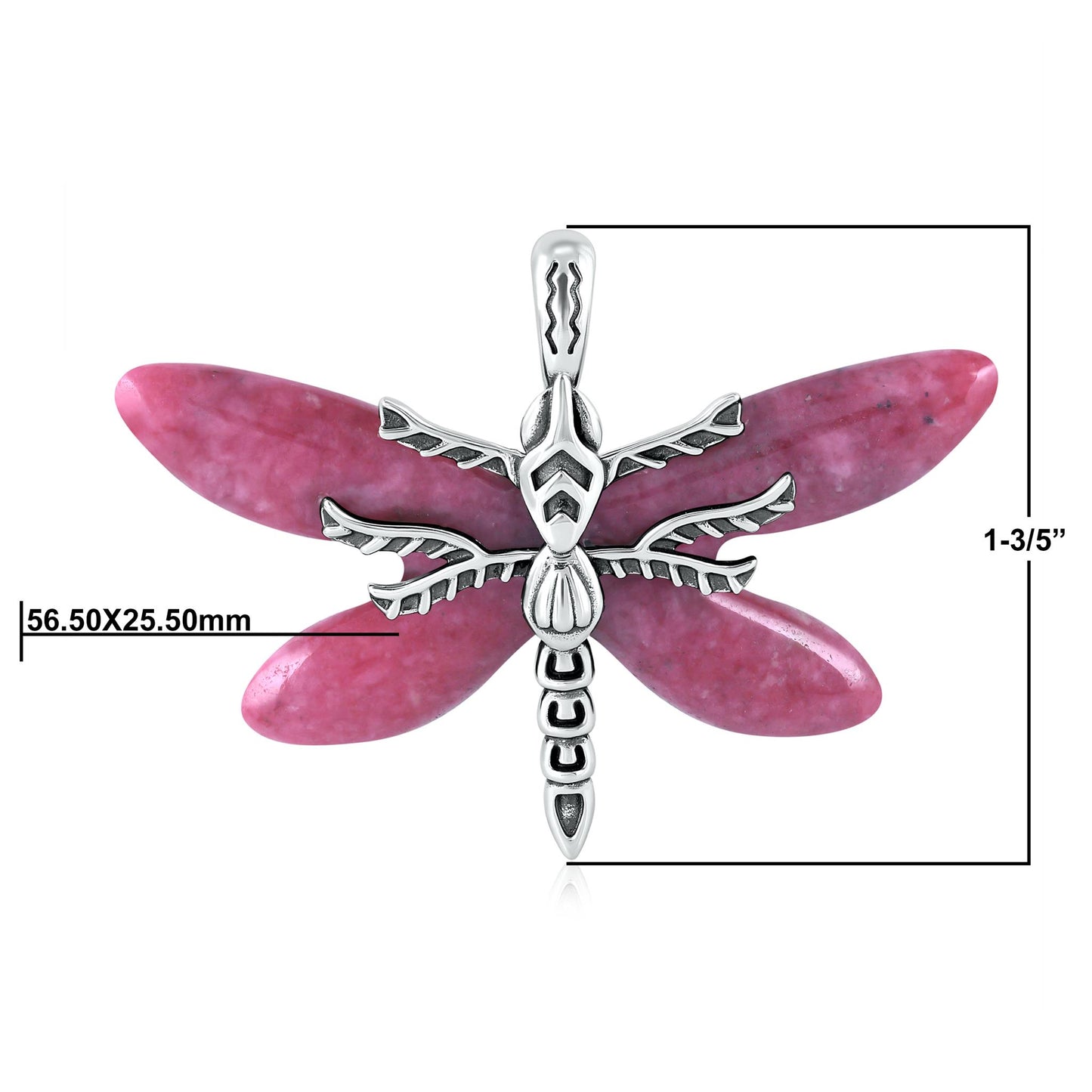 Sterling Silver Rhodonite Dragonfly Pendant Enhancer