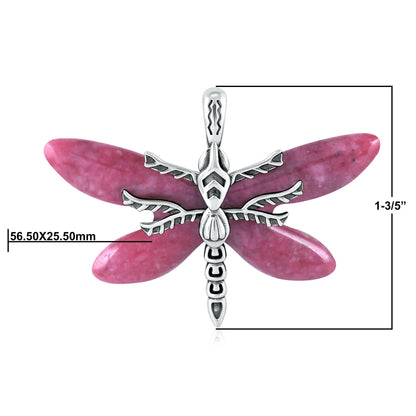 Sterling Silver Rhodonite Dragonfly Pendant Enhancer