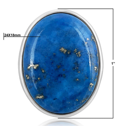 Sterling Silver Lapis Bold Oval Bezel Set Ring