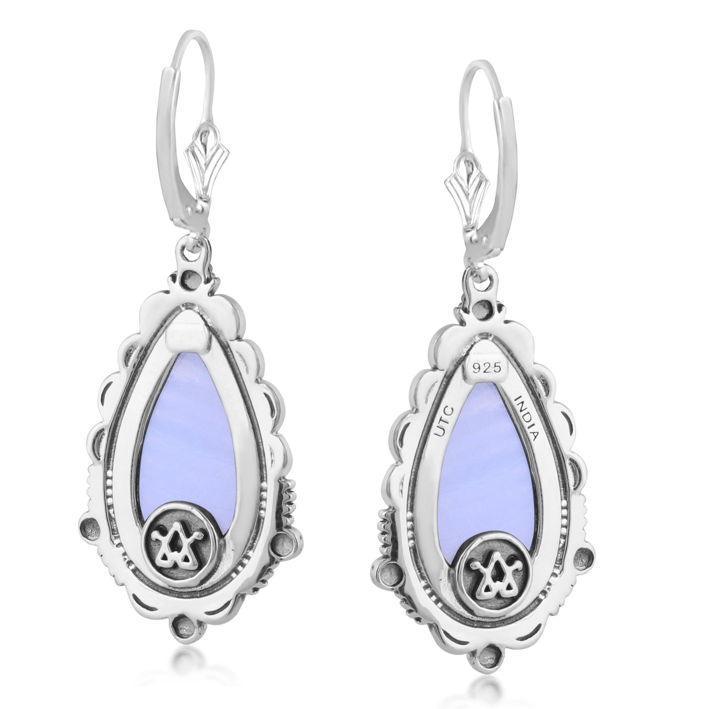 EXCLUSIVELY OURS! Sterling Silver Blue Lace Agate Pear-Shaped Dangle Earrings