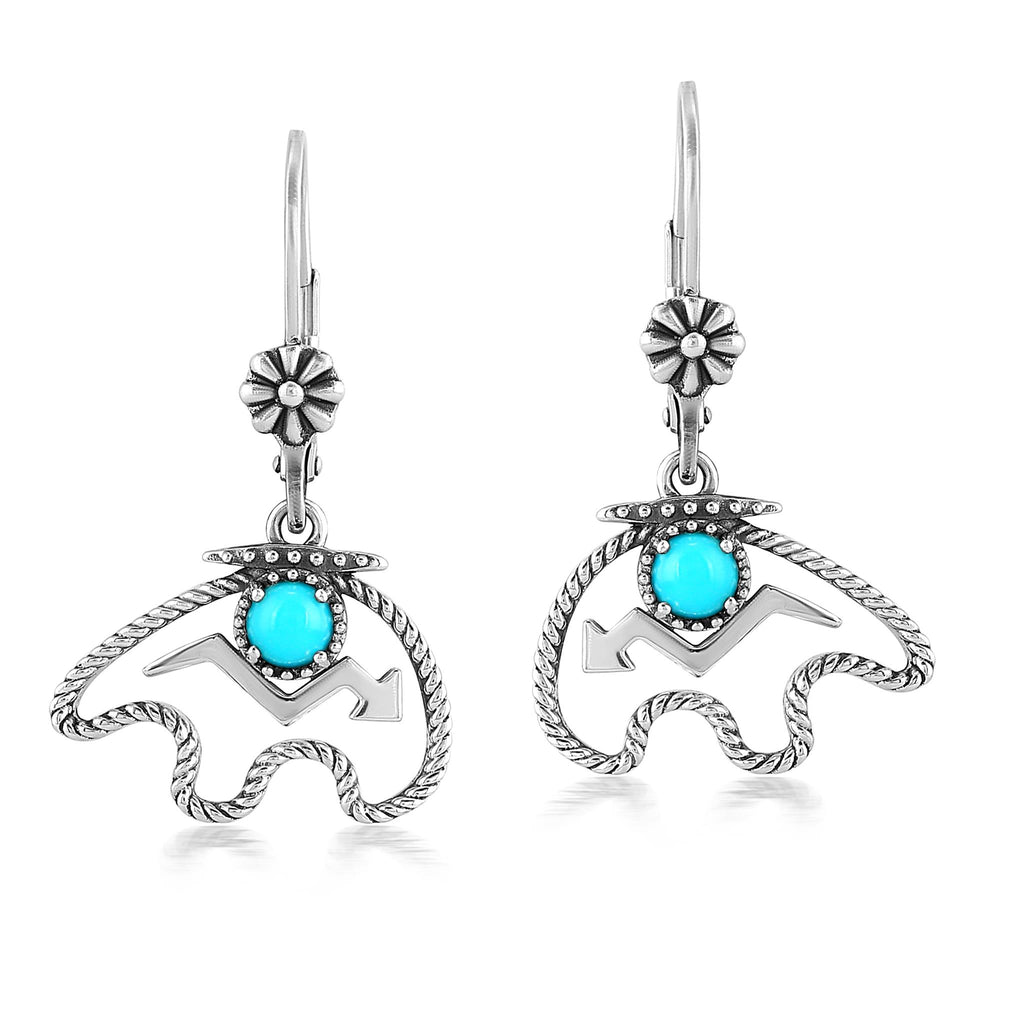 Sterling Silver Sleeping Beauty Turquoise Bear Lever Back Earrings