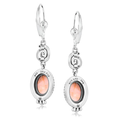 Sterling Silver Orange Spiny Oyster Life Spiral Drop and Dangle Earrings