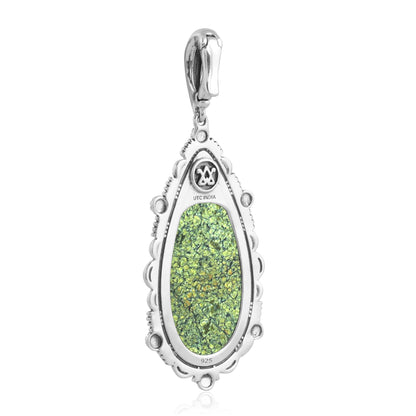 EXCLUSIVELY OURS! Sterling Silver Serpentine Teardrop Bordered Design Pendant Enhancer