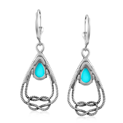 EXCLUSIVELY OURS! Sterling Silver Kingman Turquoise Lasso Love Knot Dangle Earrings