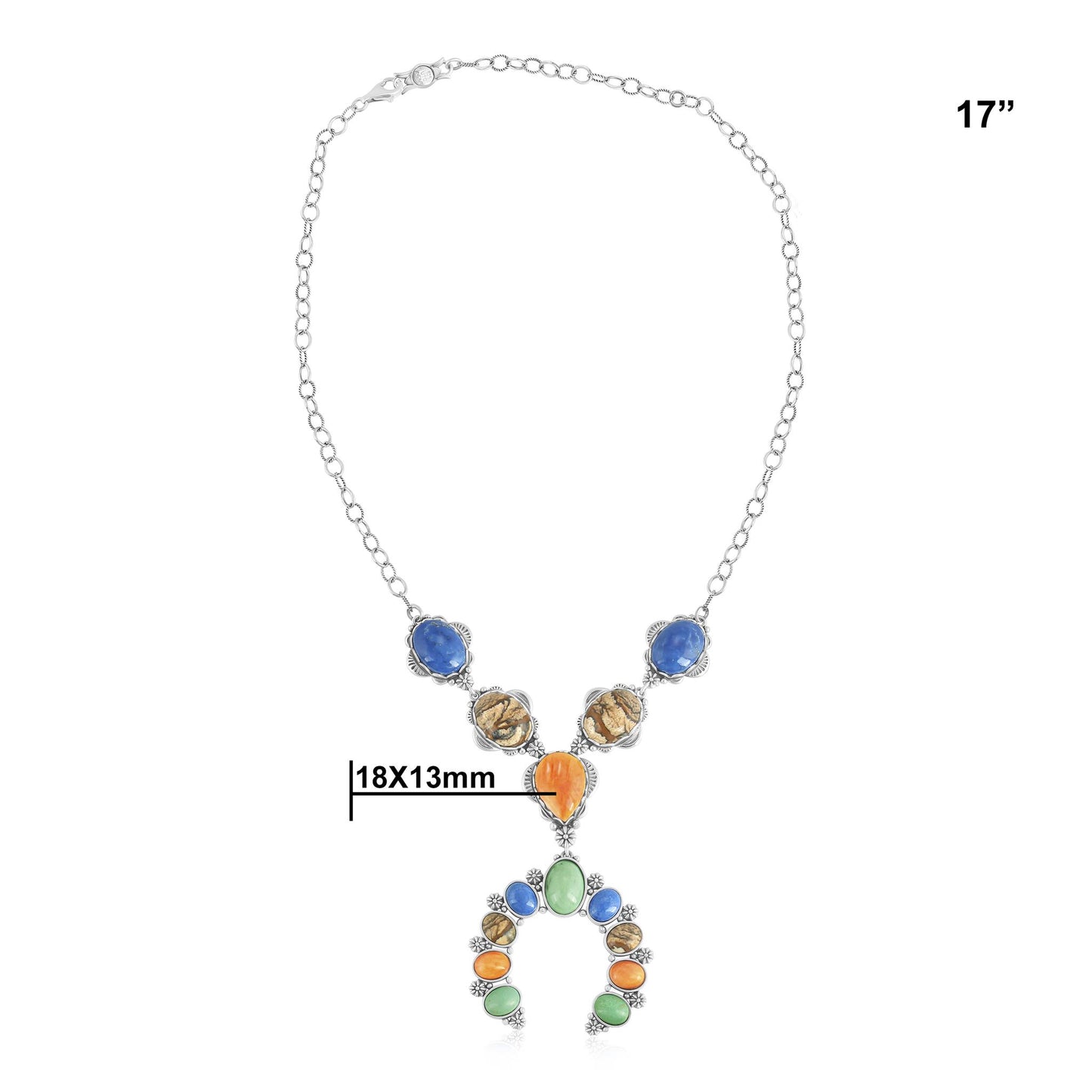 Sterling Silver Multi-Gemstone V-Shaped Naja Necklace