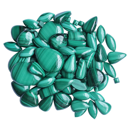 Sterling Silver Malachite 4 Pear and Round Cut Cluster Ring