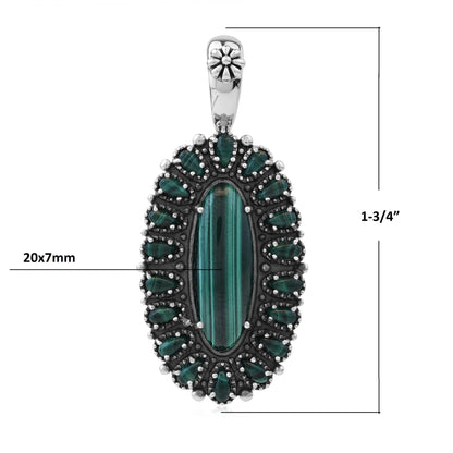  Sterling Silver Malachite Petit Point Gemstone Cluster Pendant Enhancer