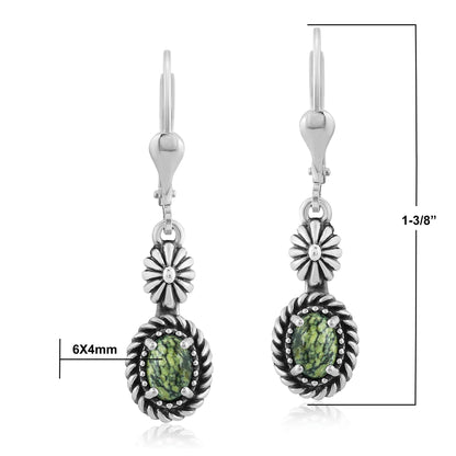 EXCLUSIVELY OURS! Sterling Silver Serpentine Floral and Rope Design Dangle Earrings