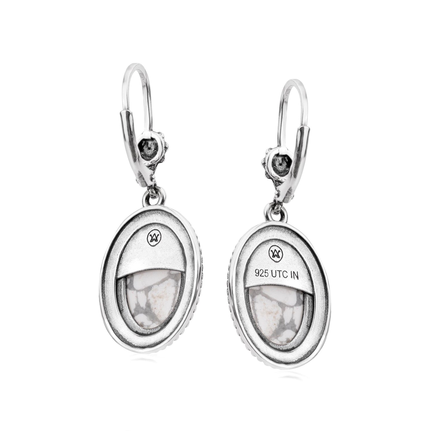EXCLUSIVELY OURS! Sterling Silver White Howlite Oval Drop Lever Back Earrings