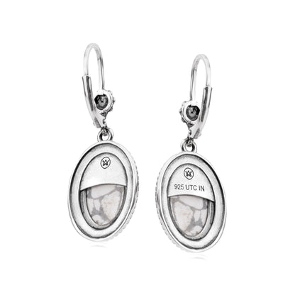 EXCLUSIVELY OURS! Sterling Silver White Howlite Oval Drop Lever Back Earrings