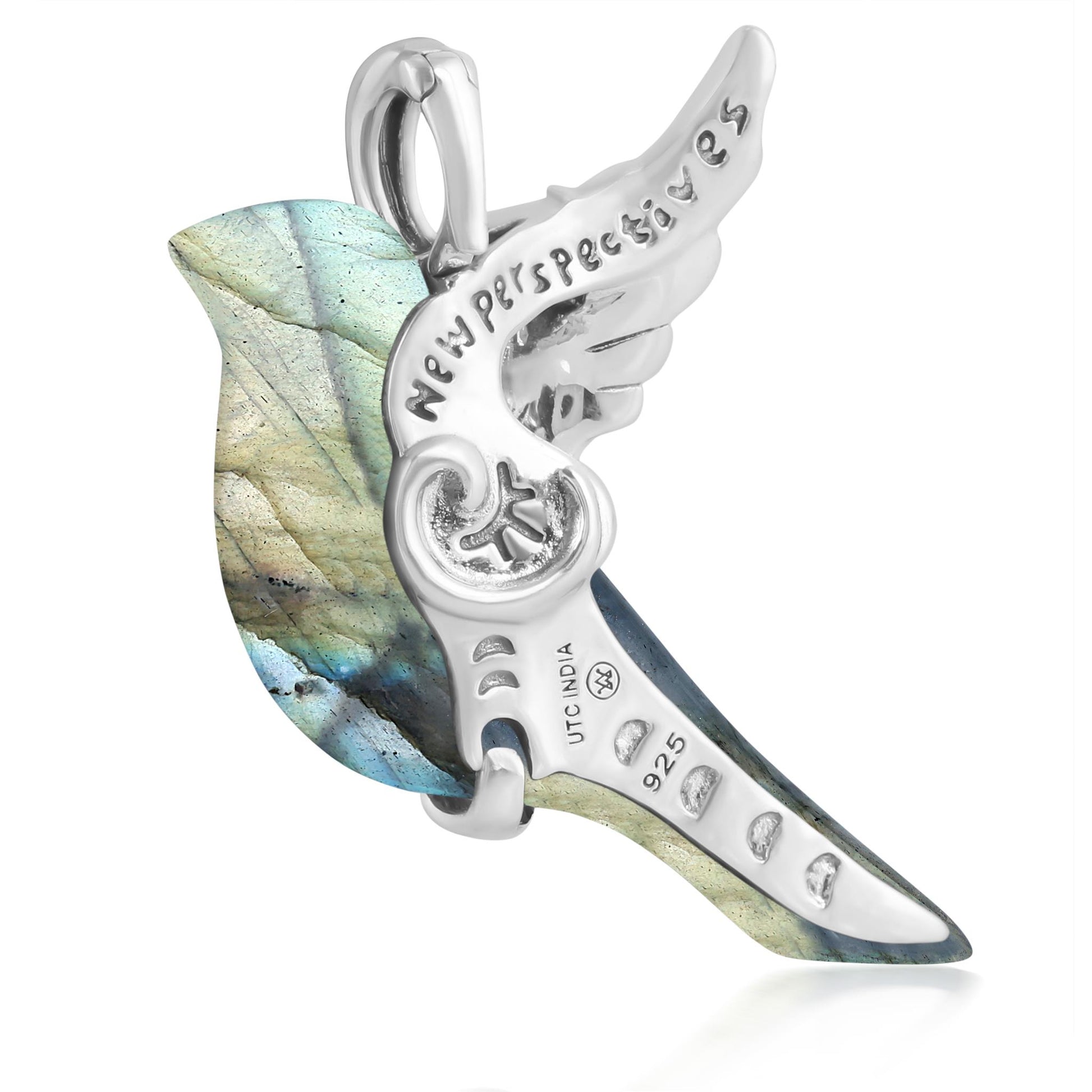 Sterling Silver Labradorite Spirit Bird Pendant Enhancer
