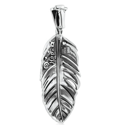 Sterling Silver Sleeping Beauty Turquoise Fritz Casuse Prayer Feather Pendant Enhancer