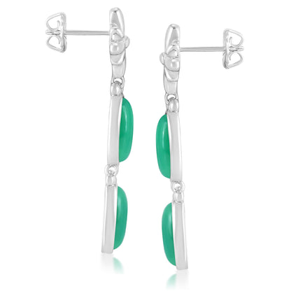 Sterling Silver Chrysoprase Oval Concha Earrings 