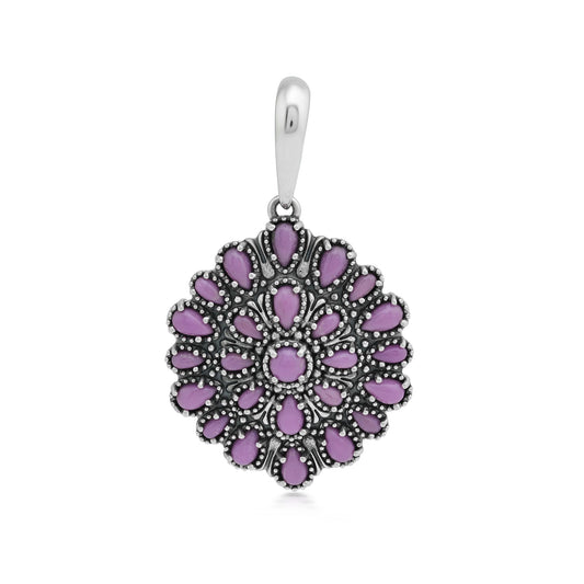 Sterling Silver Phosphosiderite Petit Point Round Pendant Enhancer