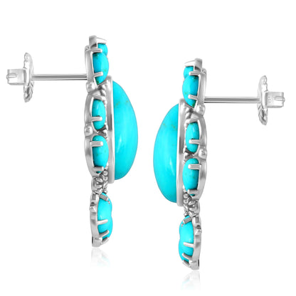 EXCLUSIVELY OURS! Sterling Silver Kingman Turquoise Trillion, Pear and Oval Stud Earrings